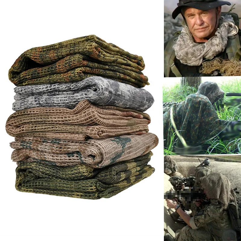 Camo Face Paint - Syal wajah taktis jaring bersirkulasi, penutup