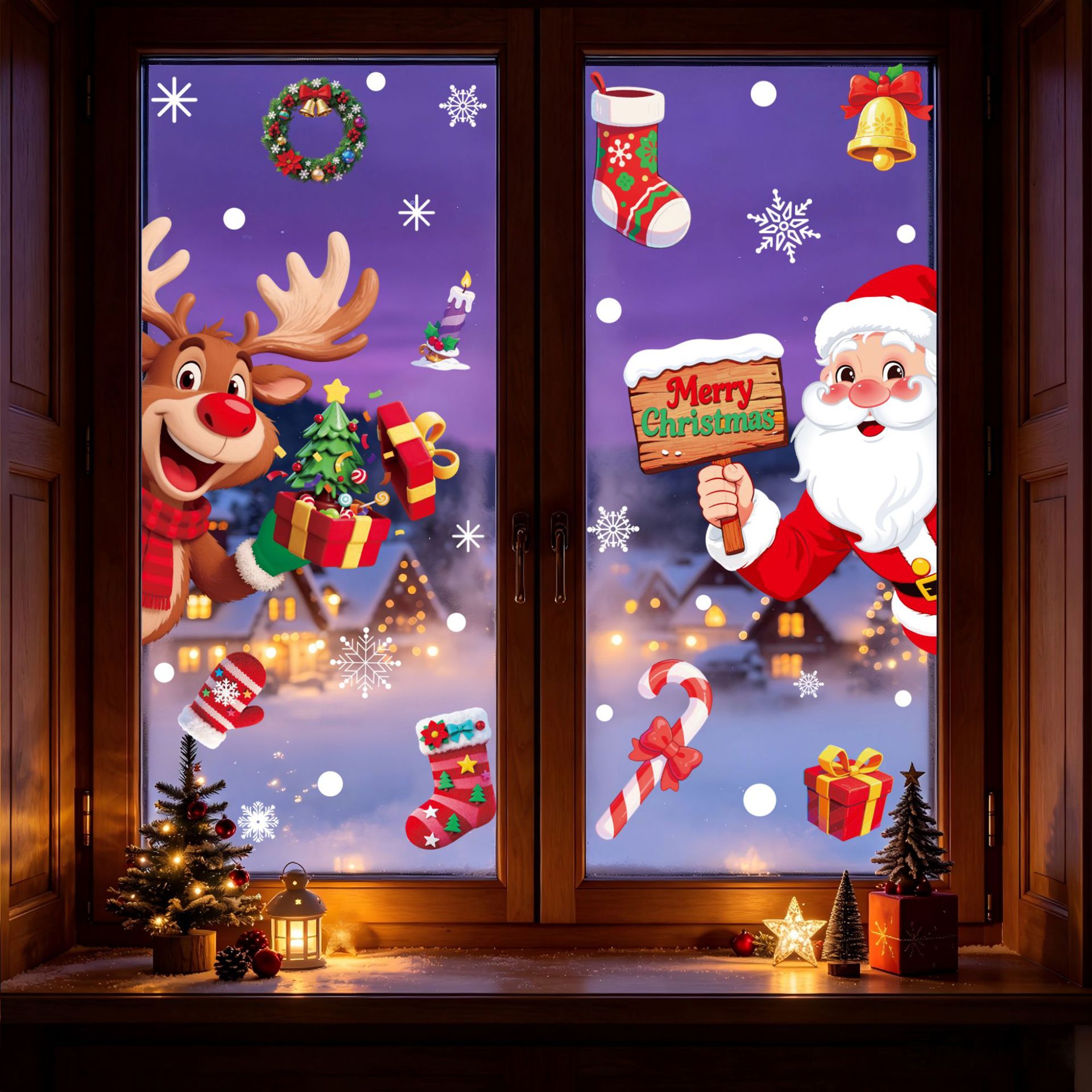 Stiker Kaca Bertema Natal, Mot - Elk Bugle Call ulasan dan harga