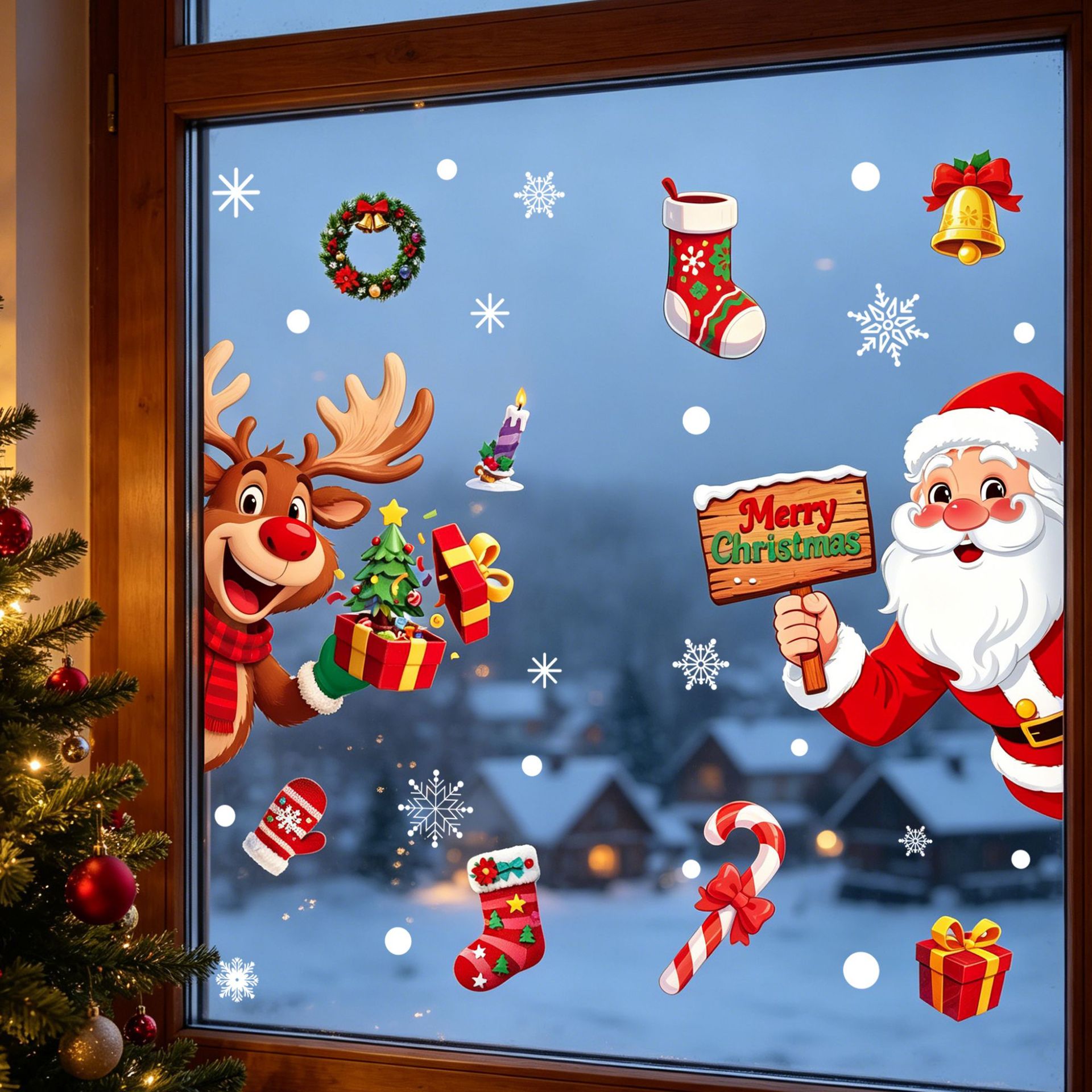 Stiker Kaca Bertema Natal, Mot - Elk Bugle Call ulasan dan harga